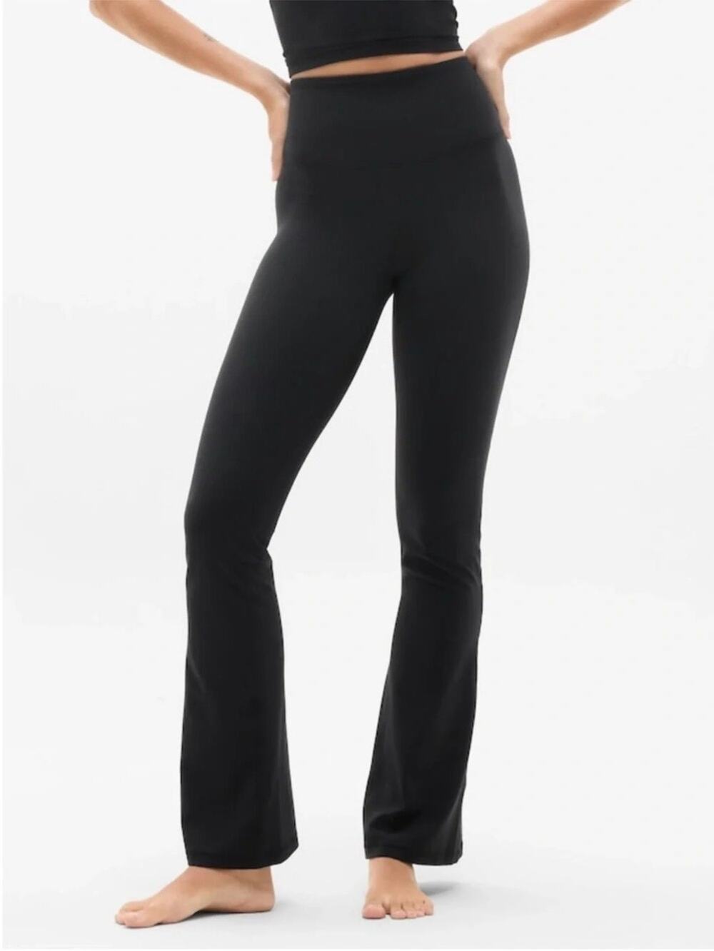 Athleta High Rise Elation Flare Pants Size M Black Yoga Pilates Lounge Workout